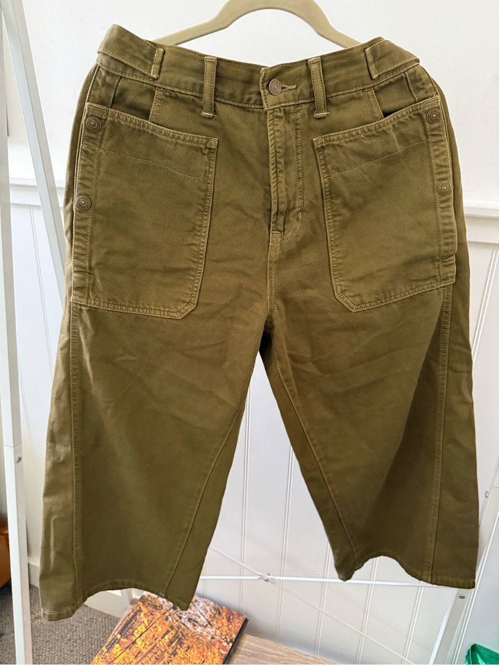 We The Free Olive Utility Cargo Wide-Leg Pants